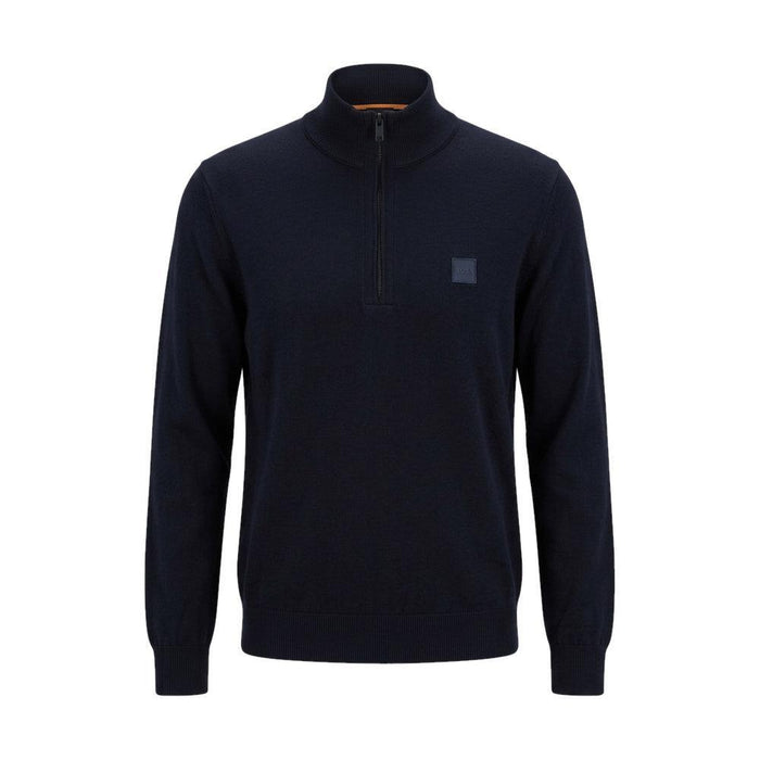 BOSS Kanobix Zip Neck Jumper Dark Blue