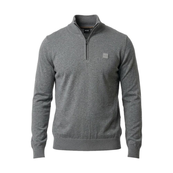 BOSS Kanobix Zip Neck Jumper Grey