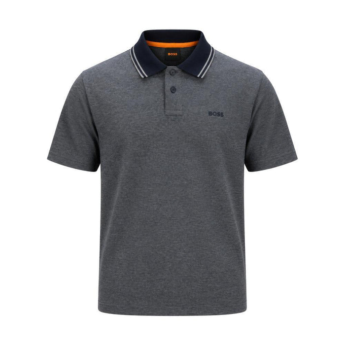 BOSS Relaxed Fit Oxford Piqué New Polo Shirt Dark Blue