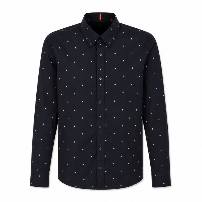 BOSS Rickert Pattern Shirt Dark Navy