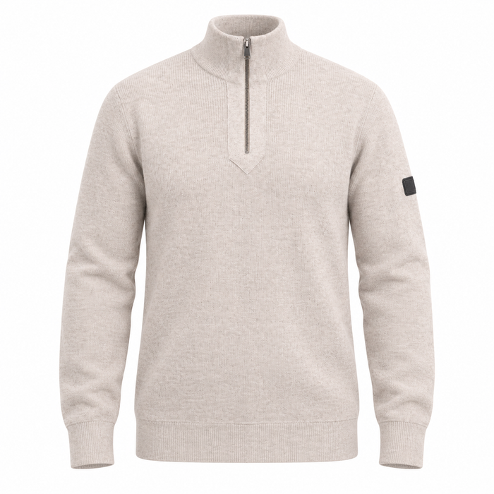 Barbour International Crawley Funnel Zip Neck Jumper Concrete