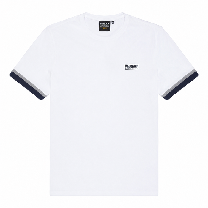Barbour International Deep Cuff Evan Tipped T-Shirt White