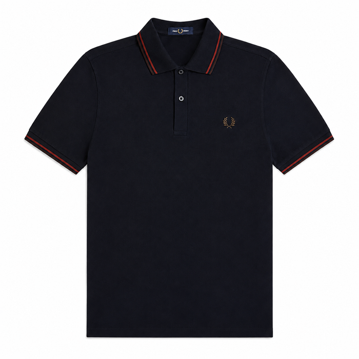 Fred Perry Twin Tipped Polo Shirt Navy/Brandy/Rich Brown