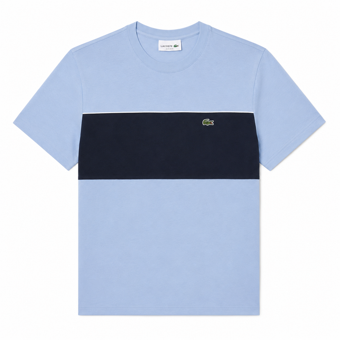 Lacoste Colour Block Cotton T-Shirt Aphylla Blue/Blackbird