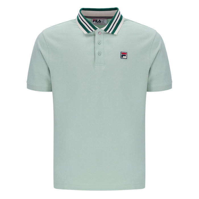 Fila Achille Heritage Contrast Collar Basic Polo Shirt Surf Spray