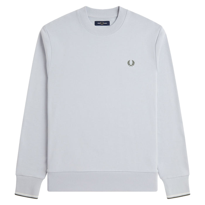 Fred Perry Crew Neck Sweatshirt Dusky Blue/Ecru/Laurel Wreath Green