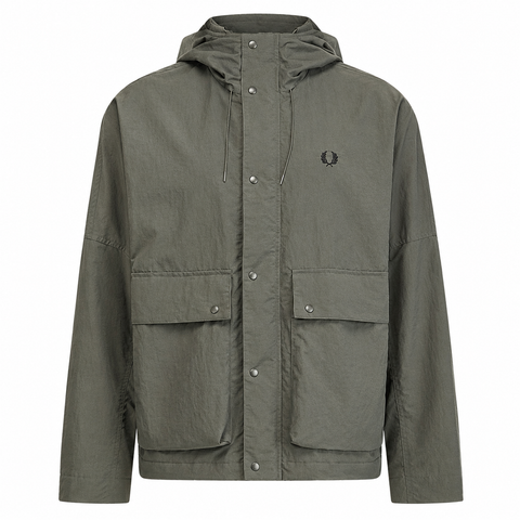 Fred Perry Cropped Ripstop Parka Jacket Field Green