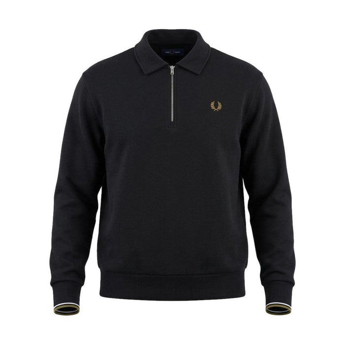 Fred Perry Half Zip Collared Sweatshirt Black