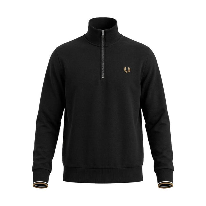 Fred Perry Half Zip Sweatshirt Black/Snow White/Bronze