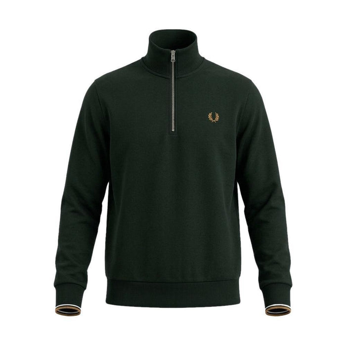 Fred Perry Half Zip Sweatshirt Grassroots/Ecru/Bronze