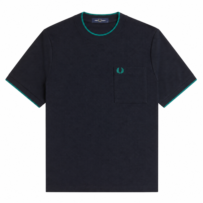 Fred Perry Pocket Detail Piqué T-Shirt Navy