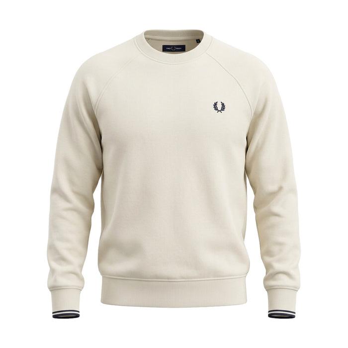 Fred Perry Tipped Crew Neck Sweatshirt Ecru