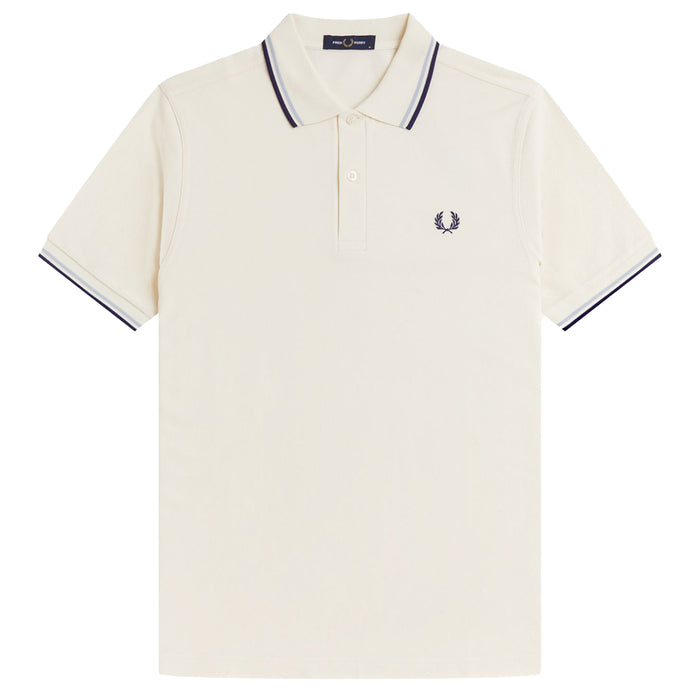 Fred Perry Twin Tipped Polo Shirt Ecru/Dusky Blue/French Navy