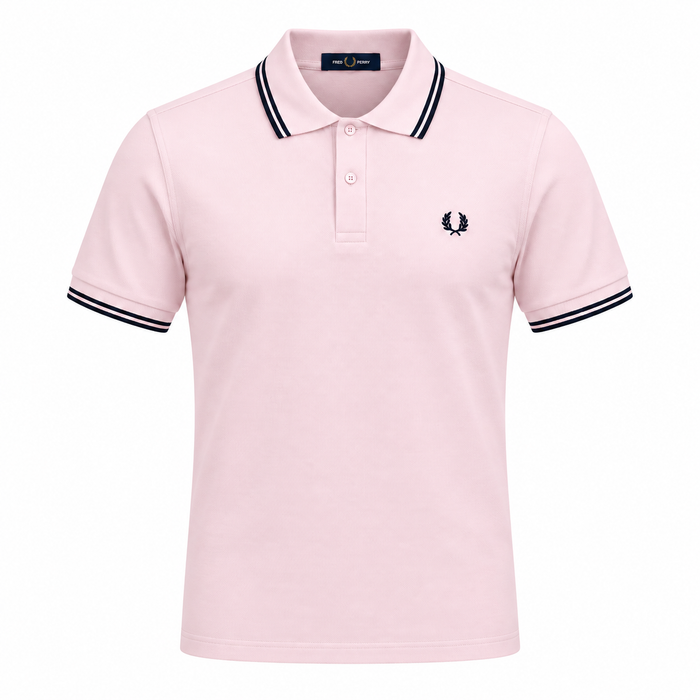 Fred Perry Twin Tipped Polo Shirt Iced Pink/Navy/Navy