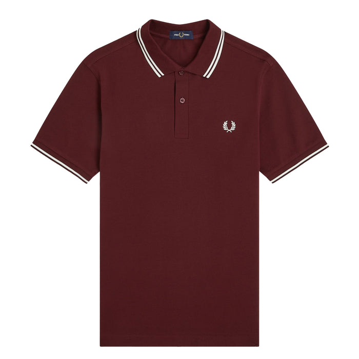 Fred Perry Twin Tipped Polo Shirt Oxblood/Ecru/Ecru