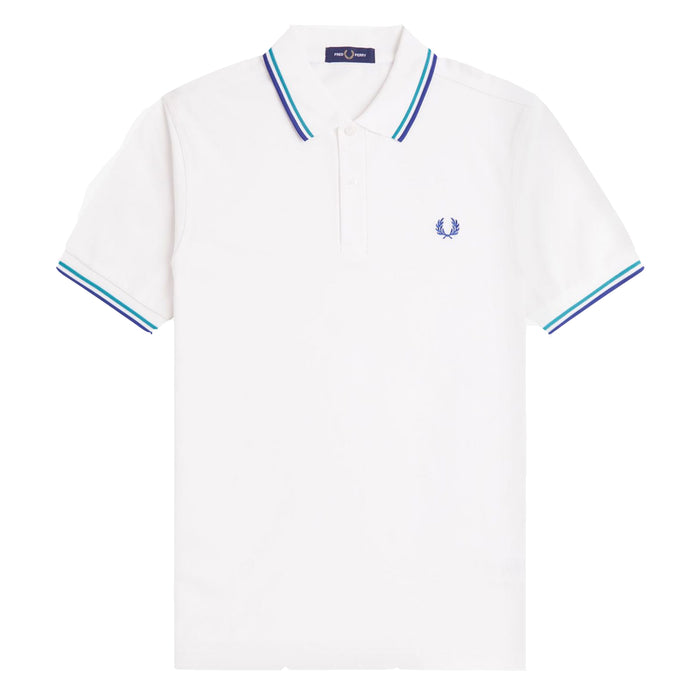 Fred Perry Twin Tipped Polo Shirt Snow White/Deep Mint/Soho Eclipse