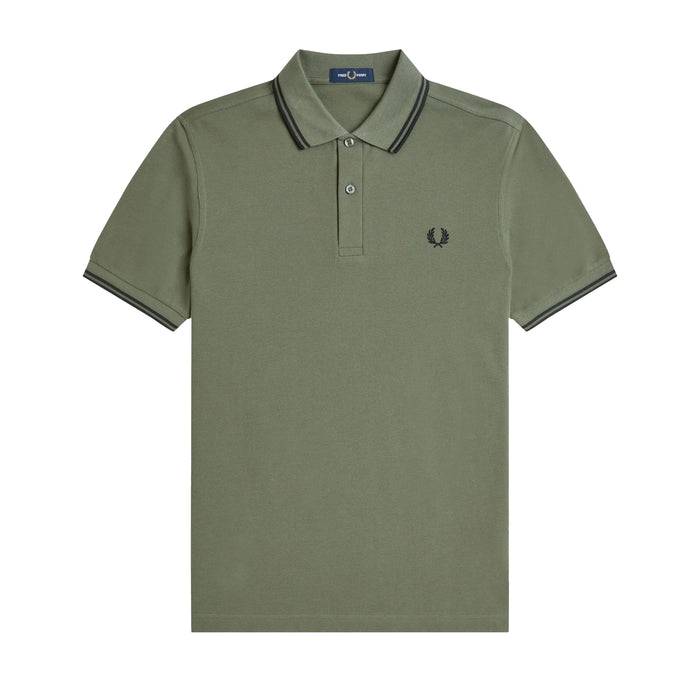 Fred Perry Twin Tipped Polo Shirt Wreath Green/Black/Black