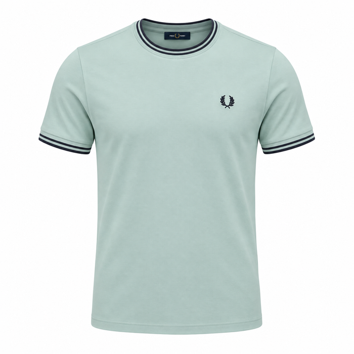 Fred Perry Twin Tipped T-Shirt Silver Blue/Dark Airforce/Dark Airforce
