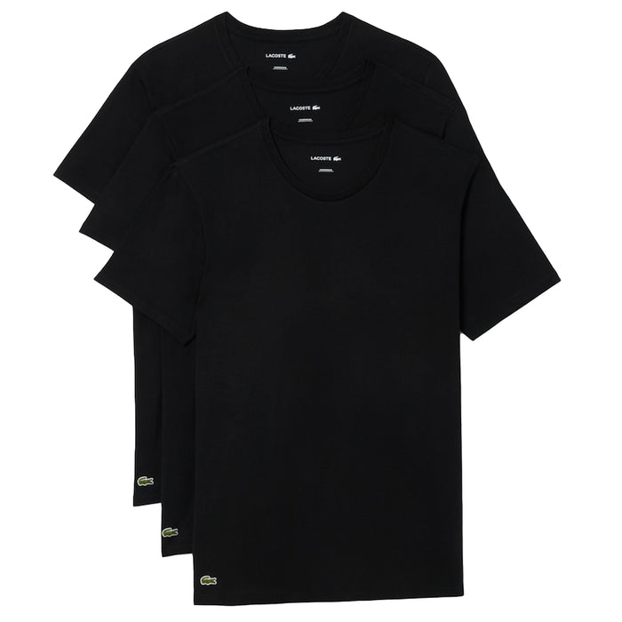 Lacoste 3 Pack Lounge Cotton T-Shirts Black/Black/Black