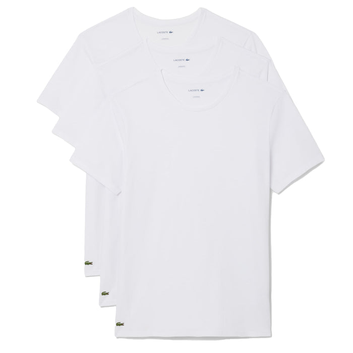 Lacoste 3 Pack Lounge Cotton T-Shirts White/White/White