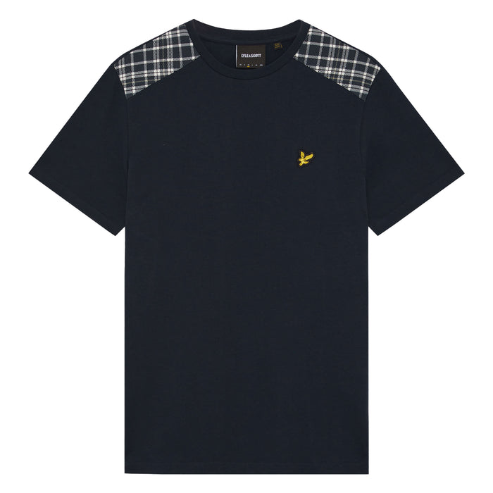 Lyle & Scott Check Panelled T-Shirt Dark Navy
