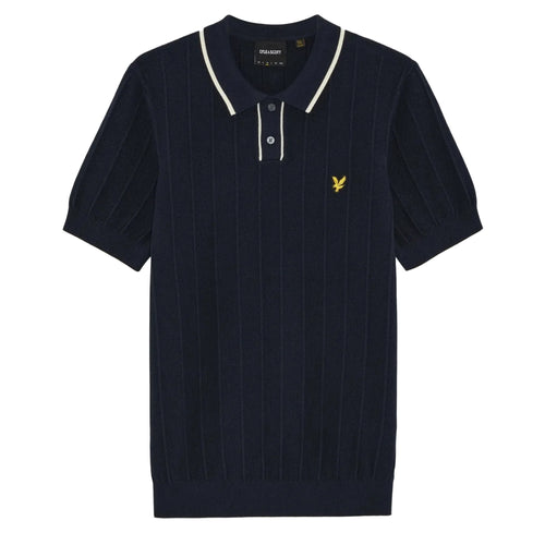 Lyle & Scott Pique Tipped Knitted Polo Shirt Dark Navy