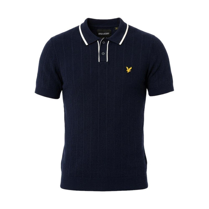 Lyle & Scott Pique Tipped Knitted Polo Shirt Dark Navy