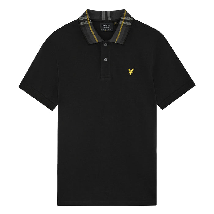 Lyle & Scott Tartan Collar Polo Shirt Jet Black
