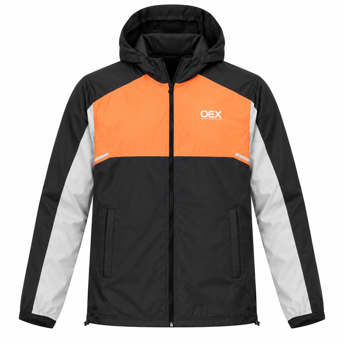 OEX Grampian Windrunner Jacket Black/Coral