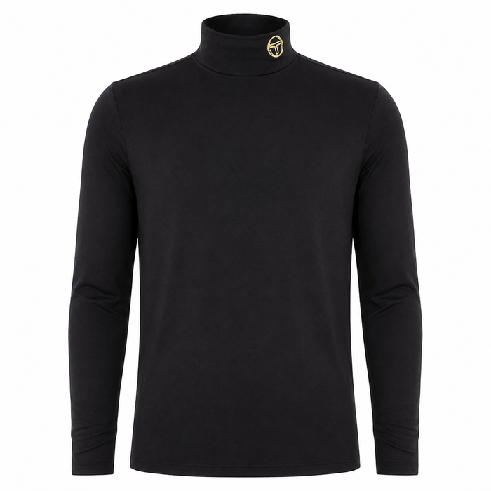 Sergio Tacchini Edward Roll Neck T-Shirt Black/Gold Lurex