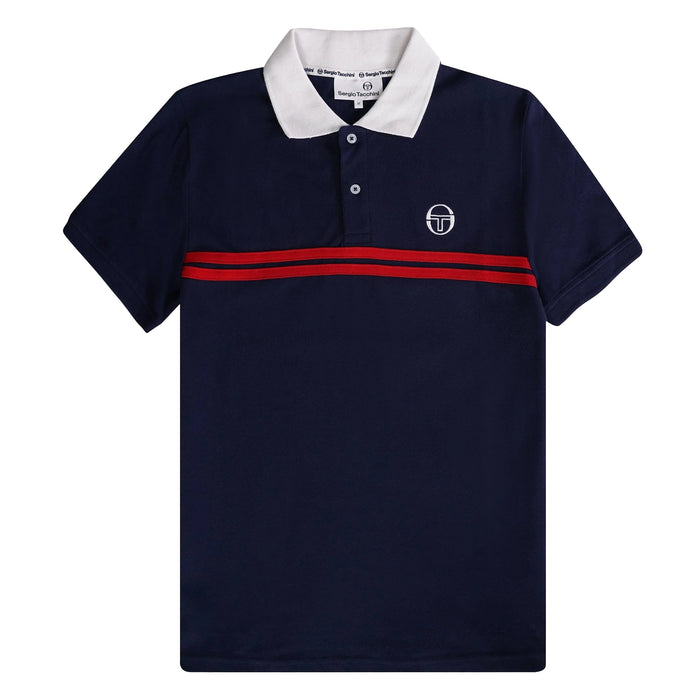 Sergio Tacchini Supermac Polo Shirt Maritime Blue/Adrenaline Rush
