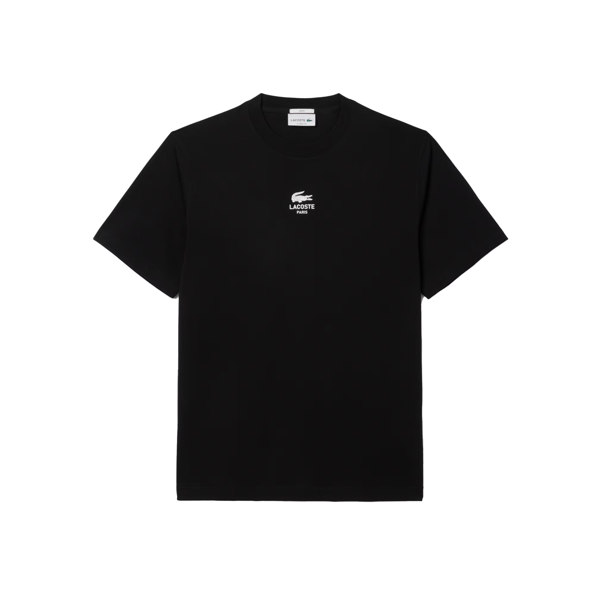 Lacoste Signature Small Crocodile Print Cotton T-Shirt Black
