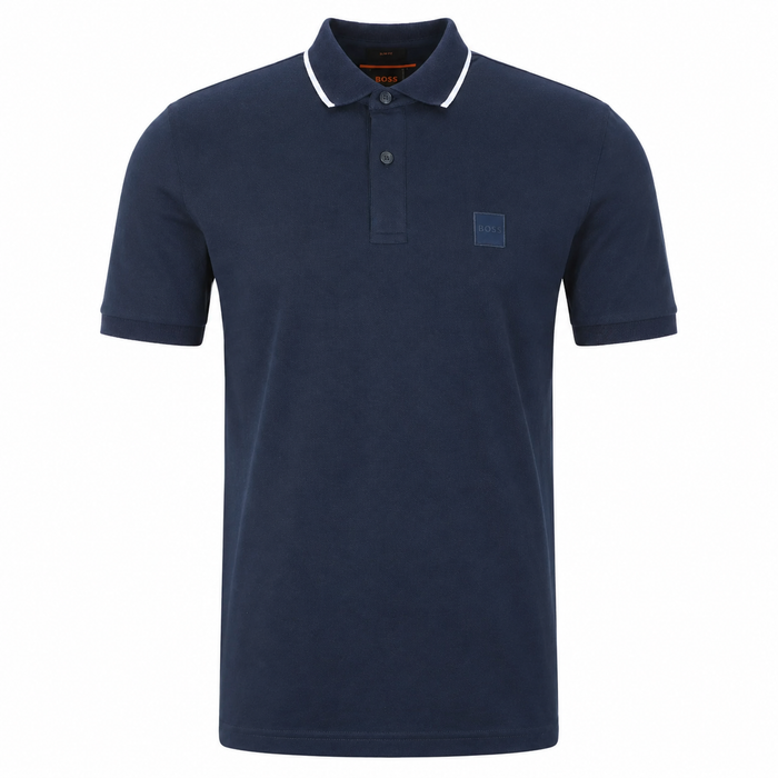 BOSS Slim Fit Passertip Polo Shirt Navy Blue/White
