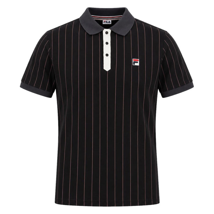 Fila BB1 Classic Striped Polo Shirt Black/Gardenia/Fig/Charcoal