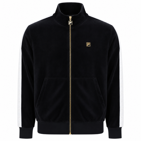 Fila Gold Bosco Velour Track Top Jacket Black