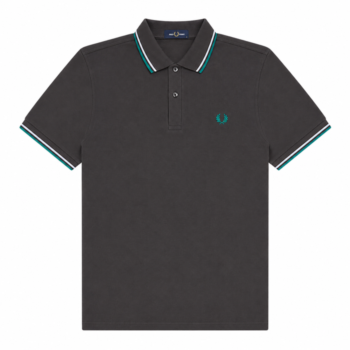 Fred Perry Twin Tipped Polo Shirt Anchor Grey/Light Ice/Sport Green