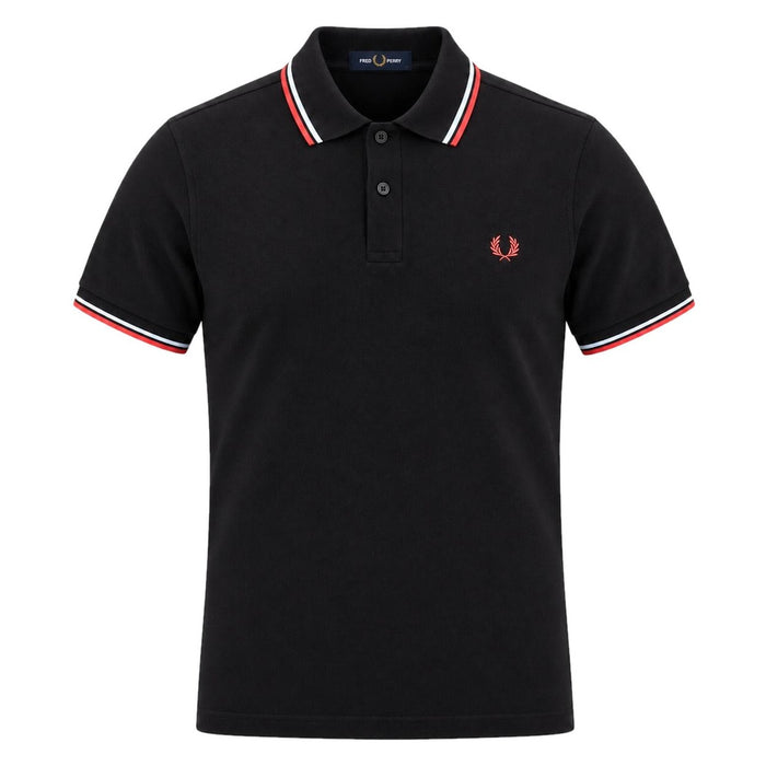 Fred Perry Twin Tipped Polo Shirt Black/Dusky Blue/Strawberry Cream