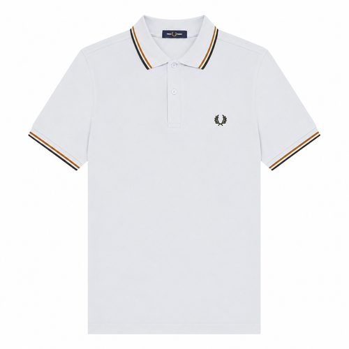 Fred Perry Twin Tipped Polo Shirt Dusky Blue/Dark Caramel/Night Green