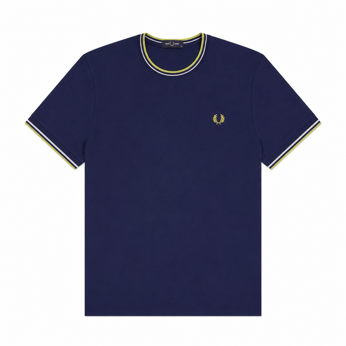 Fred Perry Twin Tipped T-Shirt French Navy/Dusky Blue/Citron