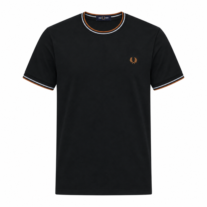 Fred Perry Twin Tipped T-Shirt Night Green/Dusky Blue/Dark Caramel
