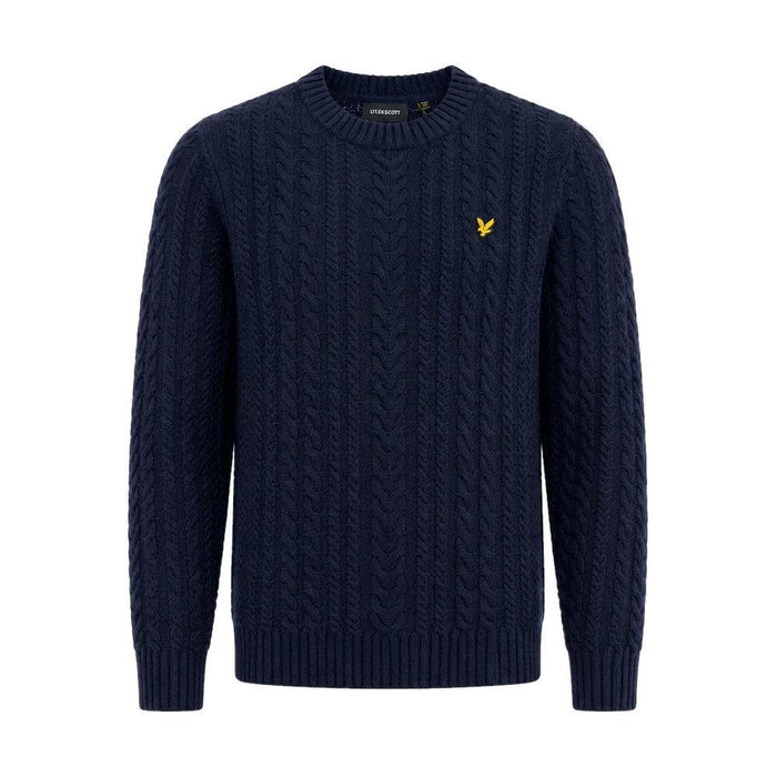 Lyle & Scott Cable Knit Crew Neck Jumper Dark Navy Marl