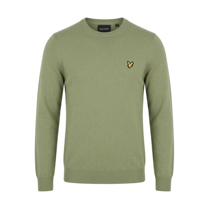 Lyle & Scott Cotton Merino Crew Neck Jumper Smoke Olive
