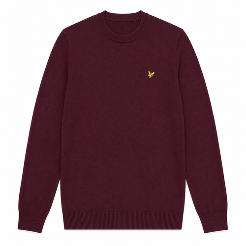 Lyle & Scott Merino Crew Neck Jumper Burgundy