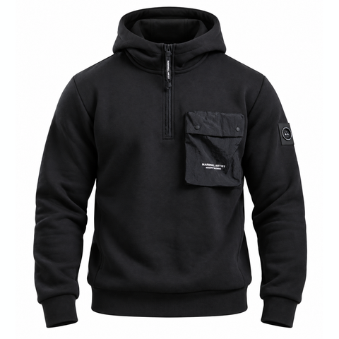 Marshall Artist Centro 1/4 Zip Hooded Sweatshirt Black
