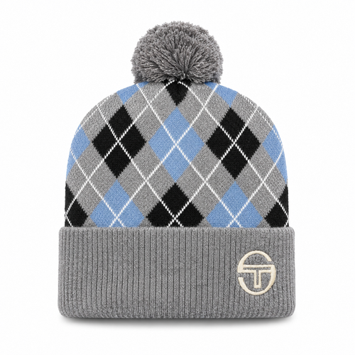 Sergio Tacchini Hamilton Argyle Pom Beanie Hat Charcoal Marl/Black County Blue