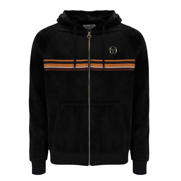 Sergio Tacchini Albi Velour Zip Hoodie Track Top Black/Gold