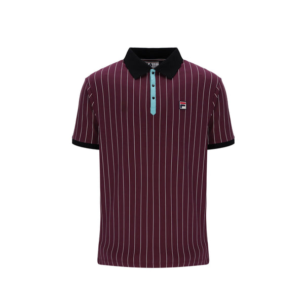 Fila BB1 Classic Striped Polo Shirt Fig/Milky Blue/Gardenia/Black