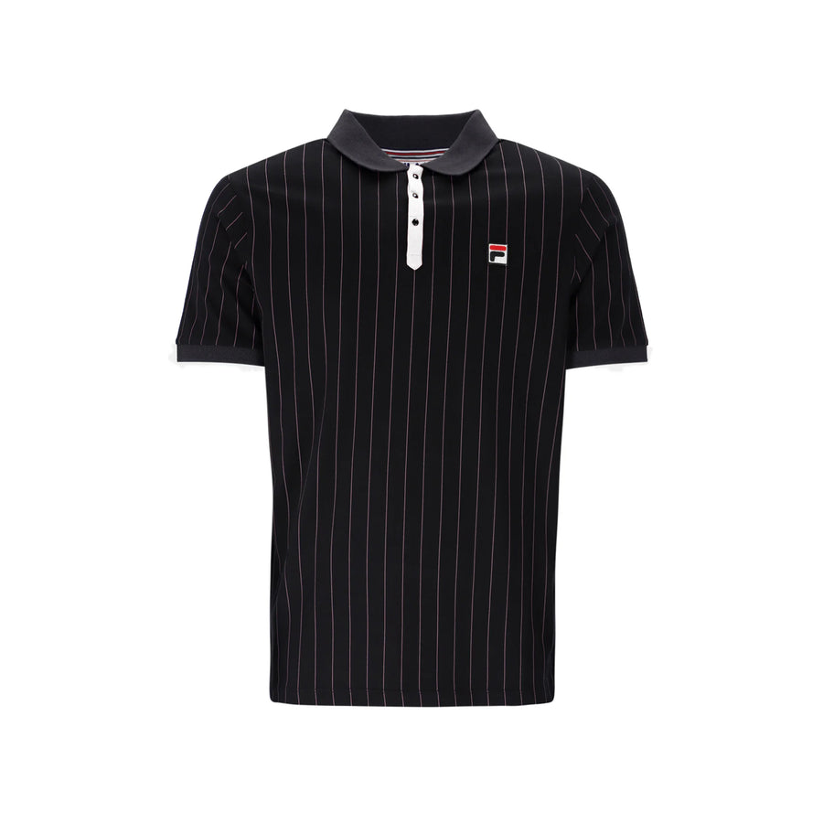Fila BB1 Classic Striped Polo Shirt Black/Gardenia/Fig/Charcoal