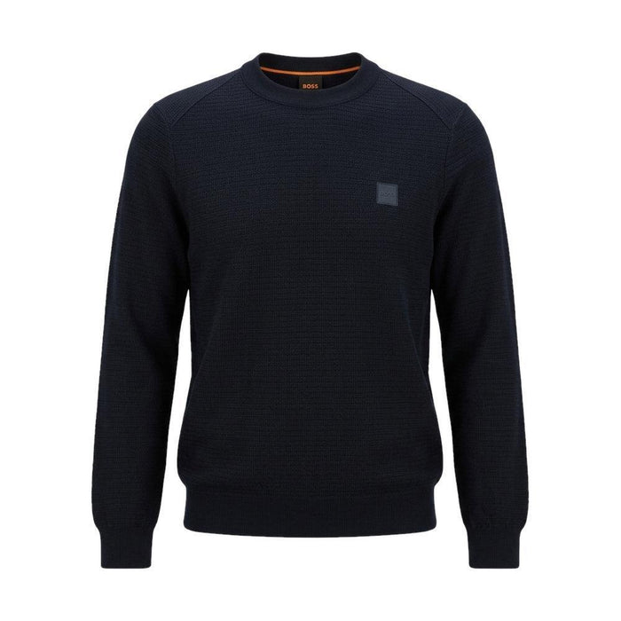 BOSS Anion Piqué Knit Jumper Dark Blue