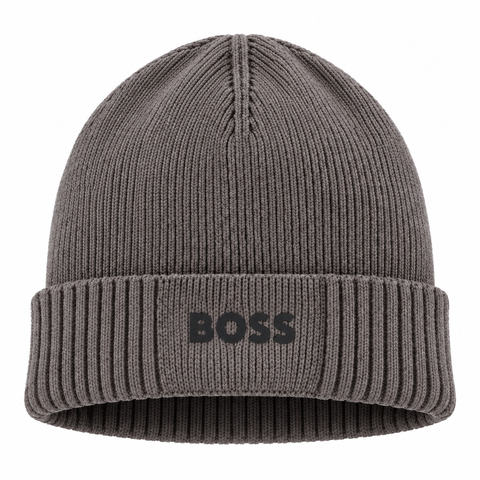 BOSS Asic Logo Beanie Hat Grey